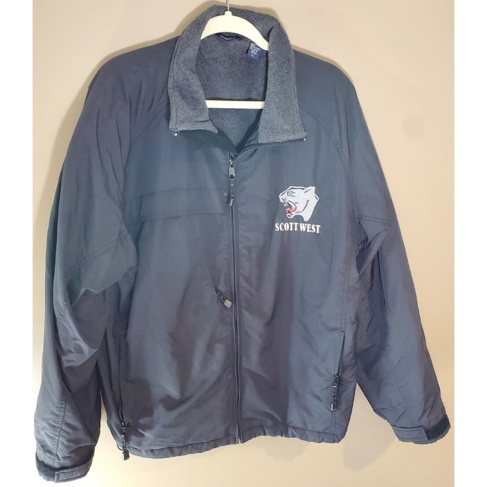 River's End Black Scott West Panthers Full Zip Lined Nylon Jacket Sz XL
